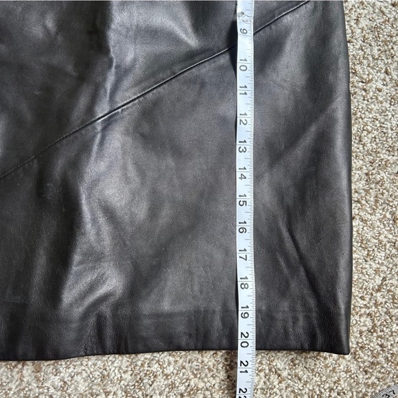 Wilsons Pelle Studio Black Leather A-Line Skirt 4 Casual Mini Vintage Retro - Picture 7 of 8